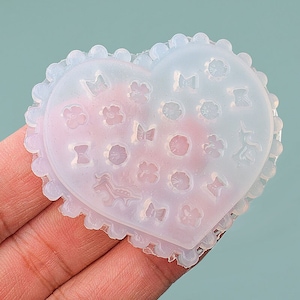 Multi Mini Blumen Form Rose,Schleifenknoten,Herz Silikonform Tiny Cabochon UV Resin Mold Schmuck Ohrringe Herstellung Kerze Wachs Ornamentform,569