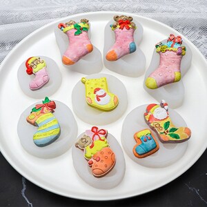Weihnachtssocken Silikonform Strümpfe Form Winter Urlaub Cupcake Dekoration Seife Ton Kerze GießharzForm Süß Fondant Zucker Zucker Zucker Gießform,275