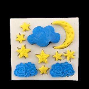 Night Sky Hars Mold Sterren Siliconen Mold maan hars schimmel Halve maan epoxy schimmel Jelly, Fondant, Pudding Mold, DIY Cake Decoratie, Zeep Schimmel, GJ176