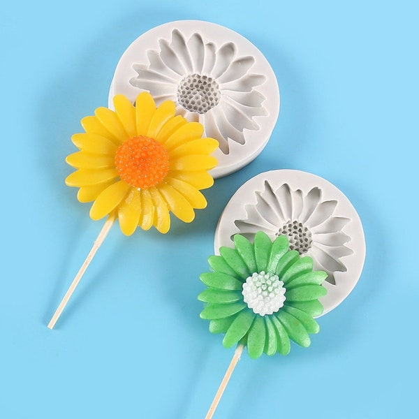 Sunflower Lollipop Silicone Mold Simulation Sunflower Candy mold Realtic Flower Sugercrafts chocolate Handmade Fondant resin epoxy mold,G563