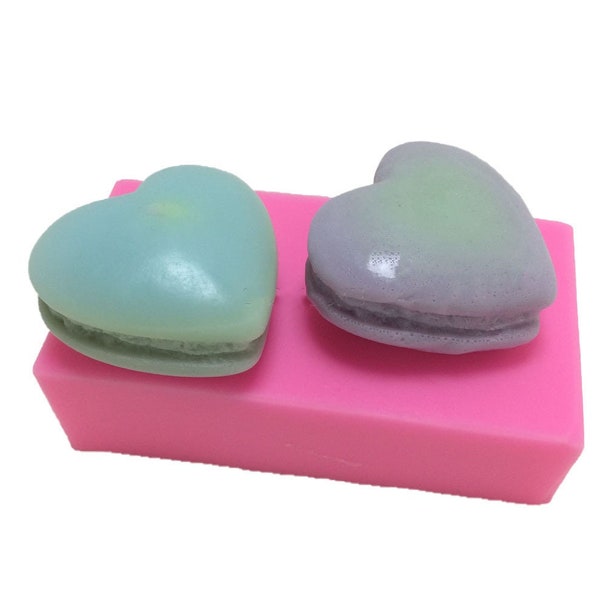 3D Coeur Macaron Silicone Moule Réaliste Macaron Moule Cire Bougie Moule Plâtre À La Main Savon Faire Chocolat Fondant Gâteau Décor moule, G525