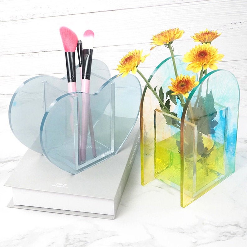 Stiftehalter Silikonform, Schreibtisch Aufbewahrungsbox Form Blumentopf Resin Epoxidharz Form Make up Tool Organizer Form Handgemacht Desktop Dekoration Mold,G359