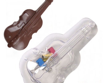 Violin Plastic Mold Cello chocolate Plastic Mold Fondant Sugar making Candle Resin Mold Handmade Candy epoxy mold, DIY Cake Decoration,GJ51