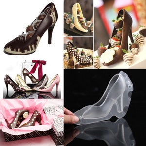 3D Transparent high heel Shoes Plastic mold,candy Plastic Mold chocolate,Plastic mold Fondant Mold,DIY Baking Cake Decoration,Soap Mold,GJ30