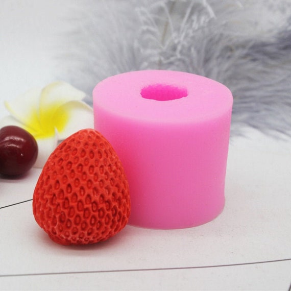 3D Two Cavity Strawberry Silicone Mold Soap Silicone Mold Candle