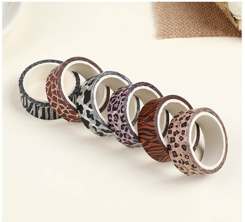 Animal Print Washi Tape 6 Rollen 1,5x50cm Leopard Zebra Giraffe Kuh Tape Planer Karten Handwerk Dekoratives Klebeband Journal Scrapbook Zubehör J1 Bild 7