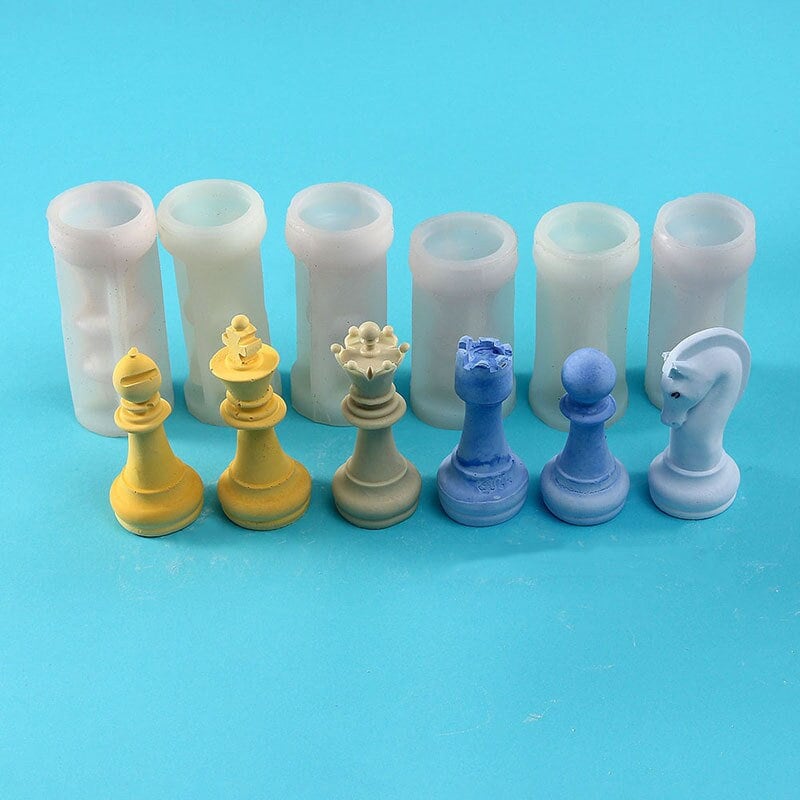 Jmtresw 3D Crystal International Chess Pieces Mold DIY Chess Pieces  Silicone Mould 