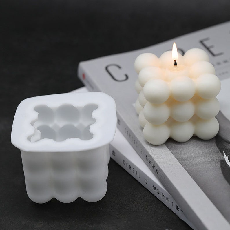 Magic Cube Candle Mold 3D Bubbles Candle Silicone Mold Atom Etsy