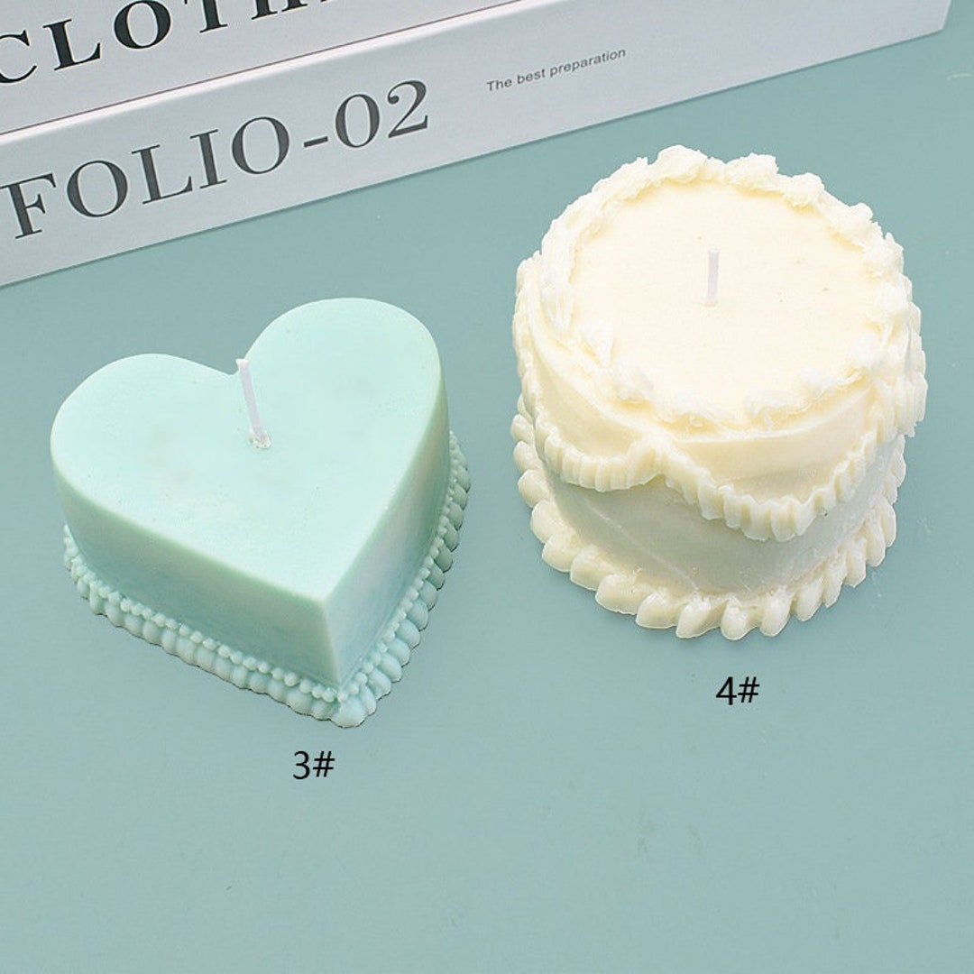 3D Heart Cake Mold Fake Cake Candle Mold Realistic Food Candle Mold