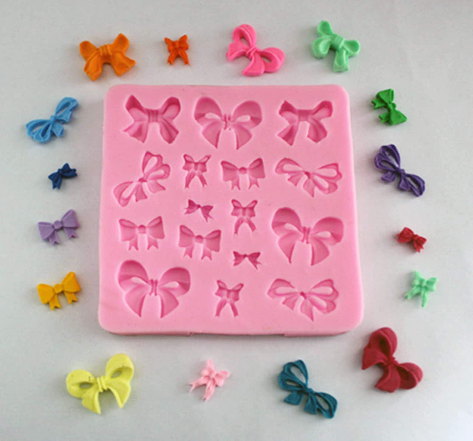 16-cavity Mini Bow Ribbon Silicone Mold Bow Ties Mold,bow Fondant Mold ...