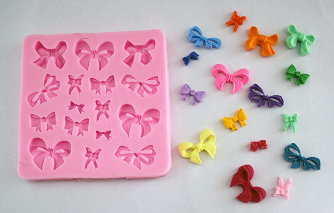 16-cavity Mini Bow Ribbon Silicone Mold Bow Ties Mold,bow Fondant Mold ...