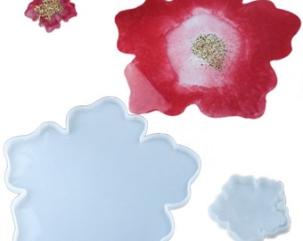 Large Flower silicone mold Large coaster mould resin epoxy mould Geode coaster mold diy crafts Tea tray mold Handmade Desktop decoration,G43