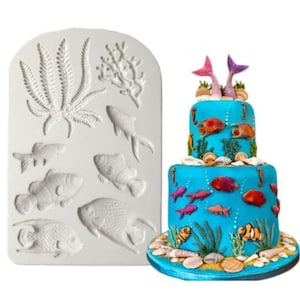 Ocean Animal Resin Mold Sea Coral Silicone Mold Fish Silicone Jelly mold Fondant mold Pudding Mold ,DIY Cake Decoration ,Soap Mold,GJ1