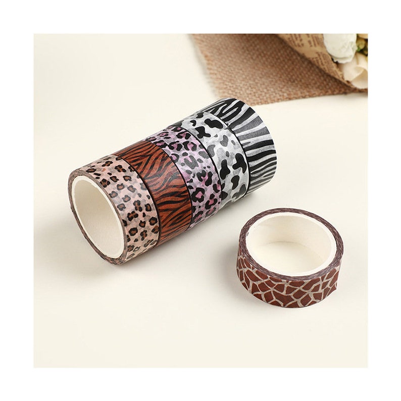 Animal Print Washi Tape 6 Rollen 1,5x50cm Leopard Zebra Giraffe Kuh Tape Planer Karten Handwerk Dekoratives Klebeband Journal Scrapbook Zubehör J1 Bild 4