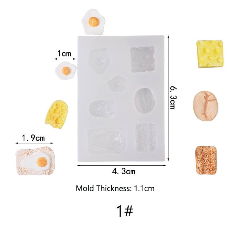 Tiny Food Mold Bread waffle ginger man egg Realistic mini Silicone Mold Kawaii Candle Soap Plaster Resin Epoxy Jewelry Making Cake Decor,16 1#