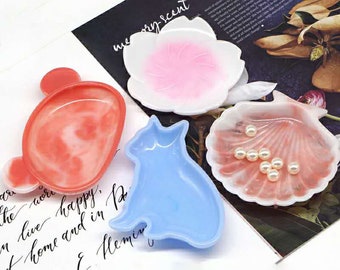Cute Dishes Silicone Mold Flower Saucer Mold Shell Bowl Resin Mold Soap Tray epoxy mold Container Decoration mold ,diy resin crafts,G291