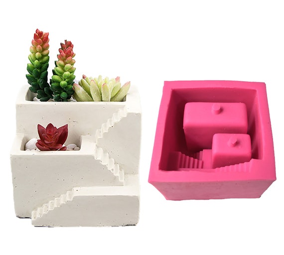 Treppe Übertopf Silikonform Sukkulenten Pflanzen Topfform Beton Übertopf Gießform Zementvase Form Gips Blumentopf Form Kunst Kunsthandwerk,G376