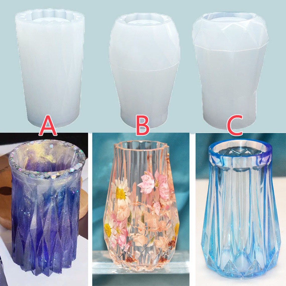 Resin Vases Mold Vase Silicone Mold Bottle Jar mold flowerpot Etsy