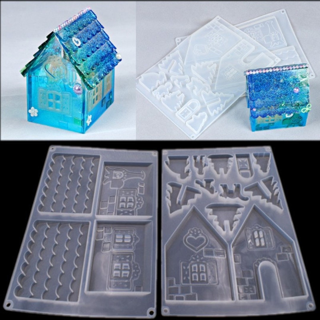 DIY Cabin Resin Mold 3D House Silicone Mold Handmade Epoxy Resin Mould ...