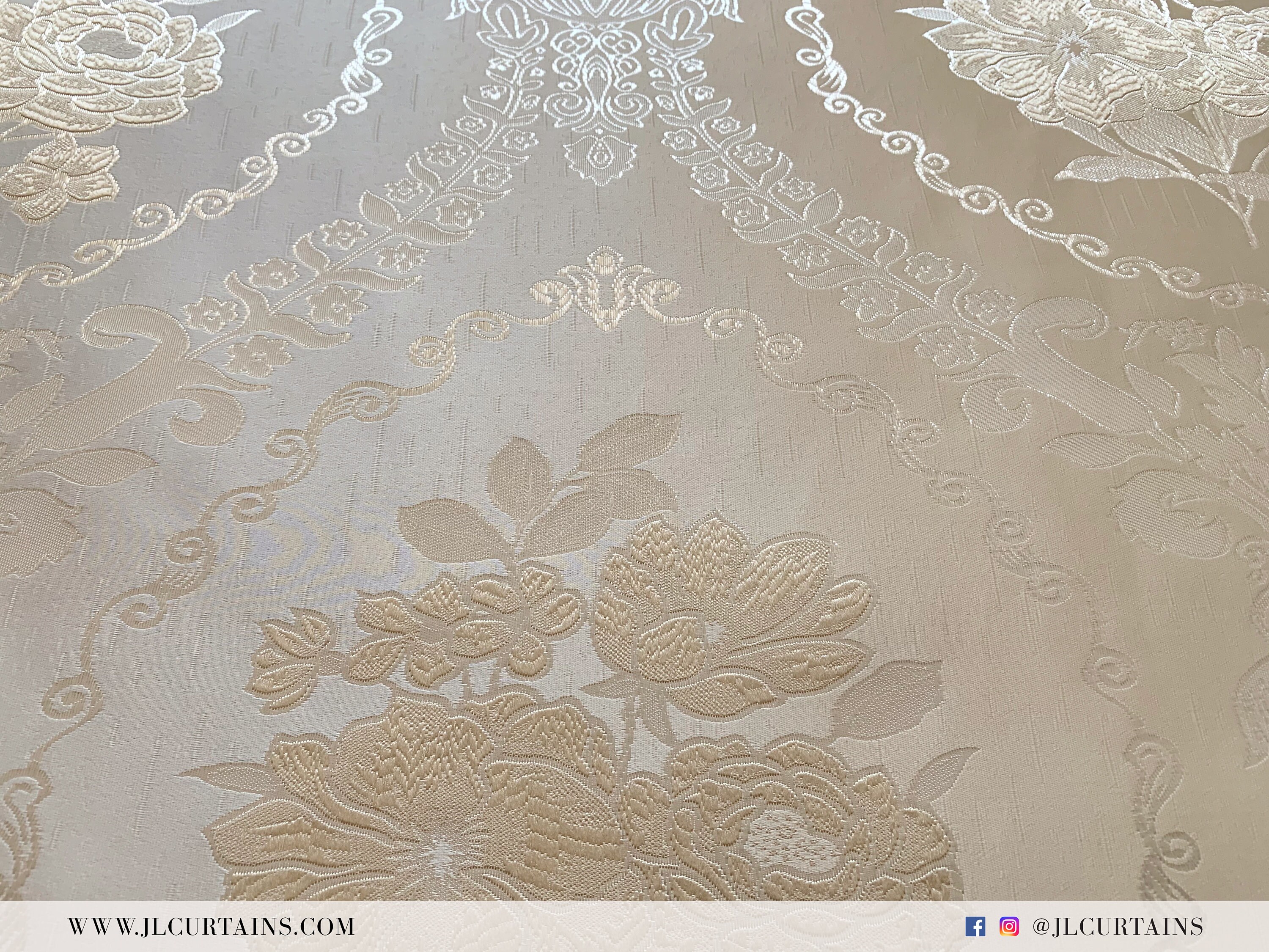 Cream & Light Gold Floral Damask Curtain Cushion Fabric Etsy