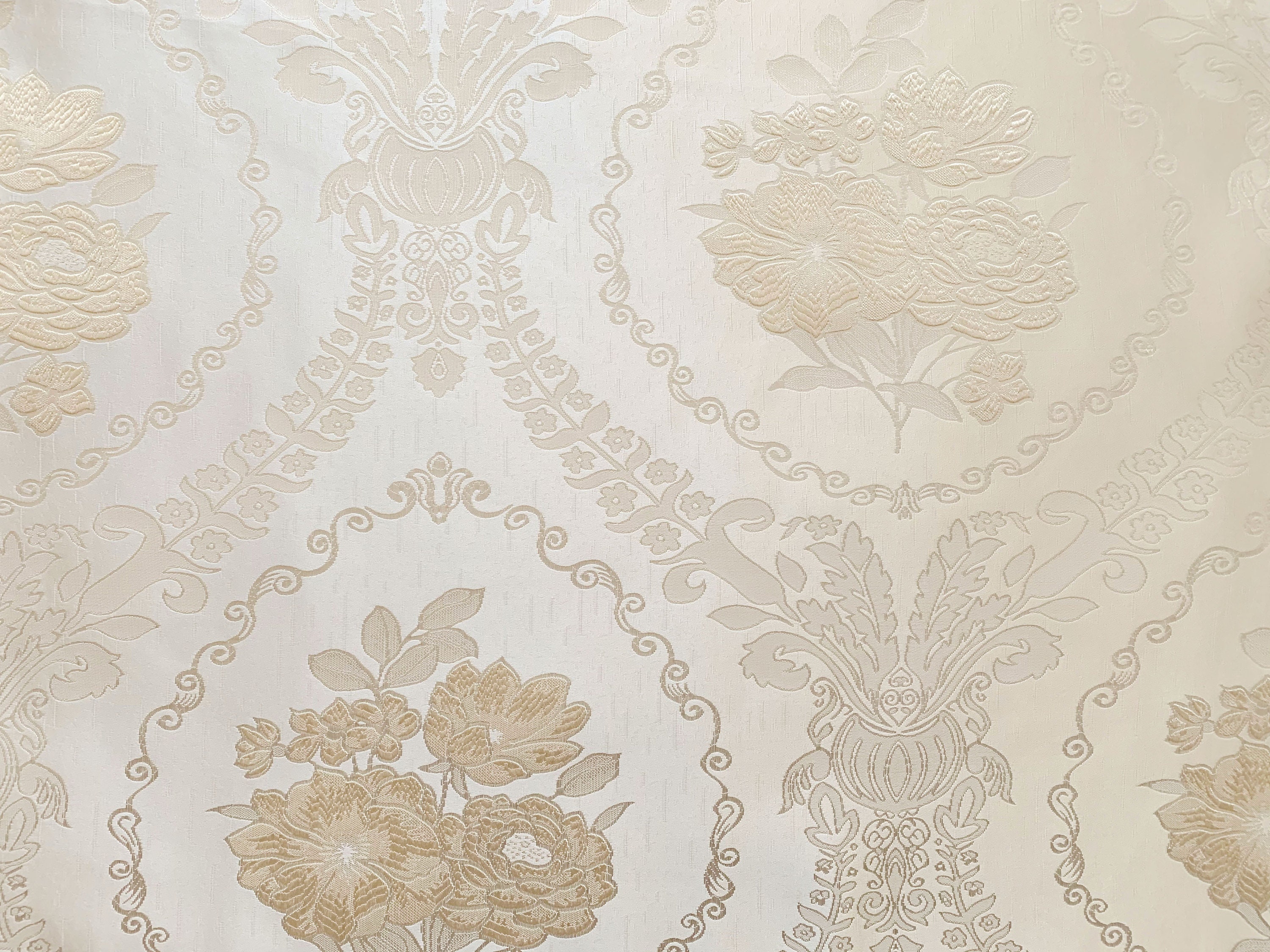 Cream & Gold Floral Damask Curtain Cushion Fabric Upholstery Etsy