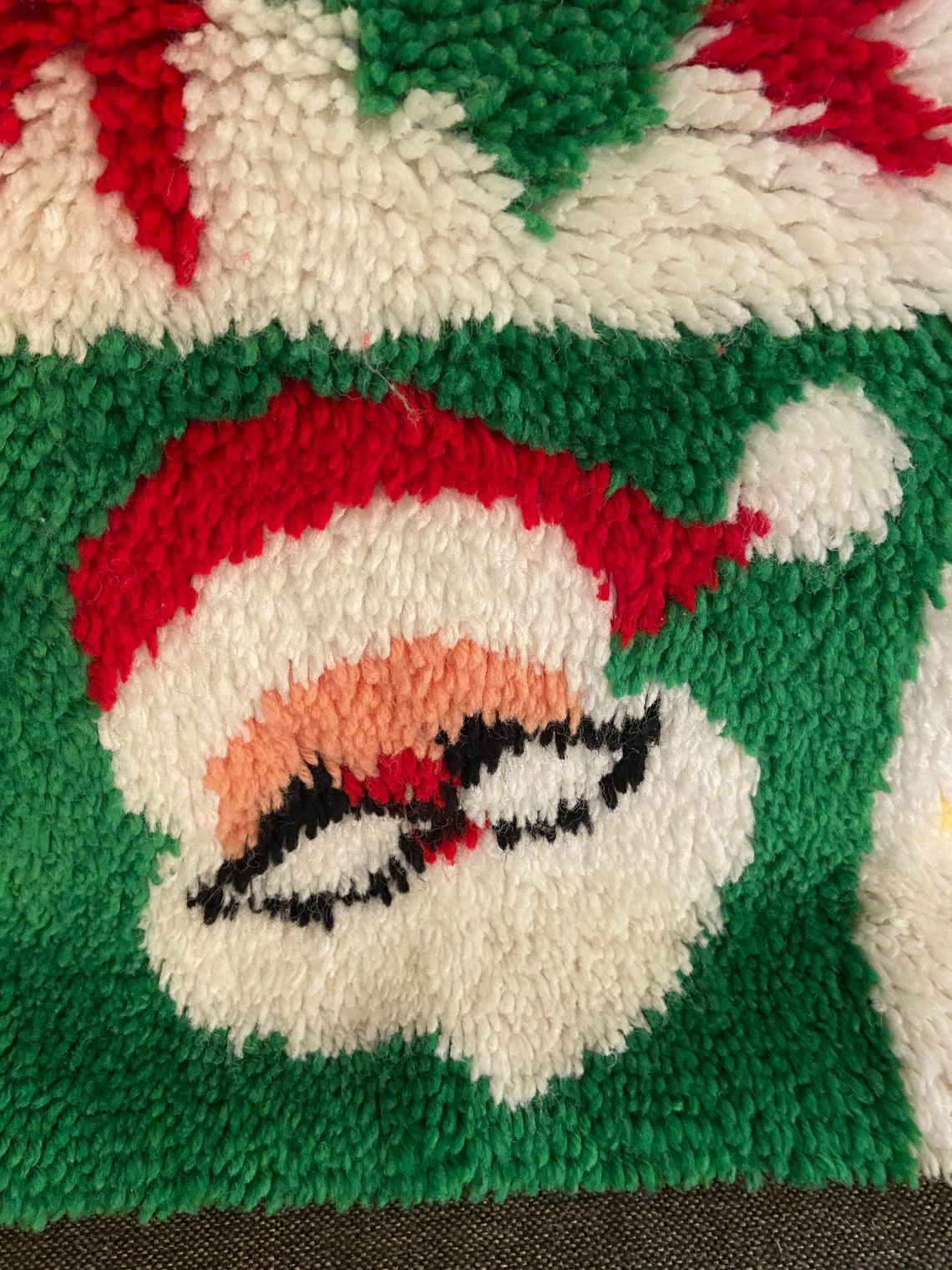 Vintage handmade hooked rug for Christmas Etsy