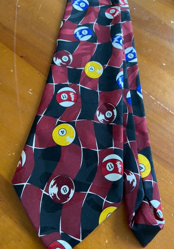 Vintage Korean made pool ball novelty neck tie