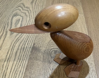 Hans Bolling Sculpted wood art/Hong Kong made wooden duck figurine style of Hans Bolling