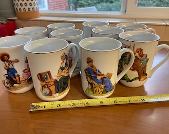 Ten Vintage 80s beautiful Norman Rockwell Museum Cups/Mugs collection