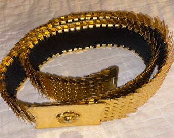 Vintage Gold Metal Stretch Scale Belt 1970 - Etsy display picture 1