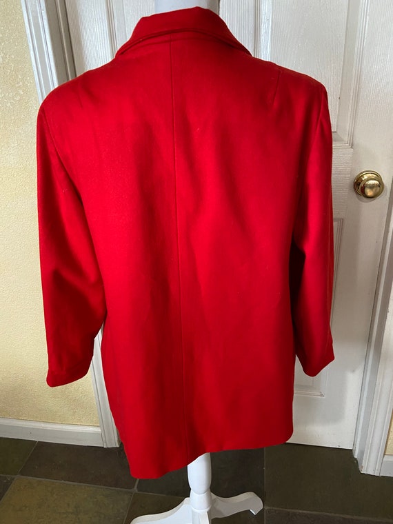 Christmas Red Pendleton wool blazer with button f… - image 3