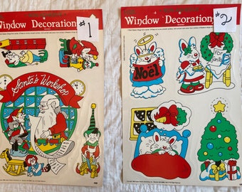 Non adhesive plastic window cling window decorations for Christmas by Classic Clings 1989 two available. Price for one. Each are numbered