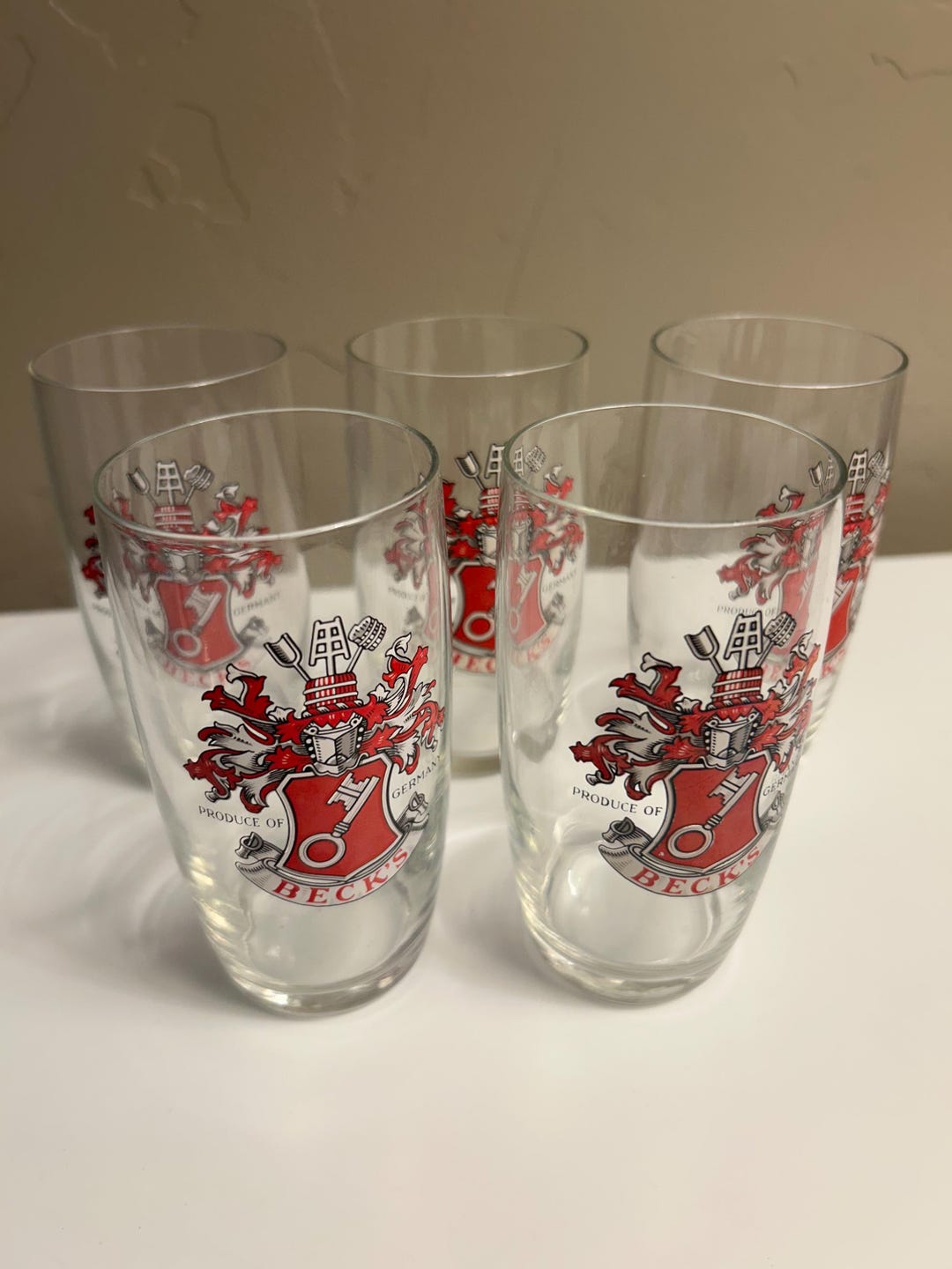Becks German 5 Glass Beer Tumblers With Coat of Arms/glasses Each Hold  Easily 7 Ounces - Etsy