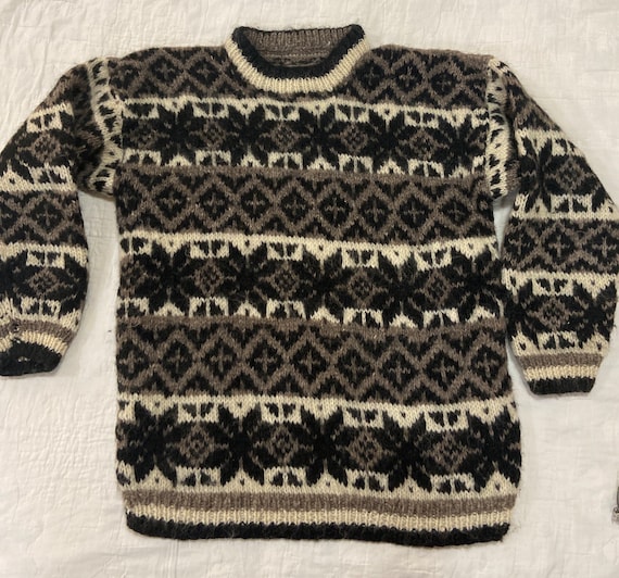 Nepal Made All Wool Bulky Vintage Large Sweater in Browns Nepal Made All Wool Bulky Vintage Large Sweater in Browns