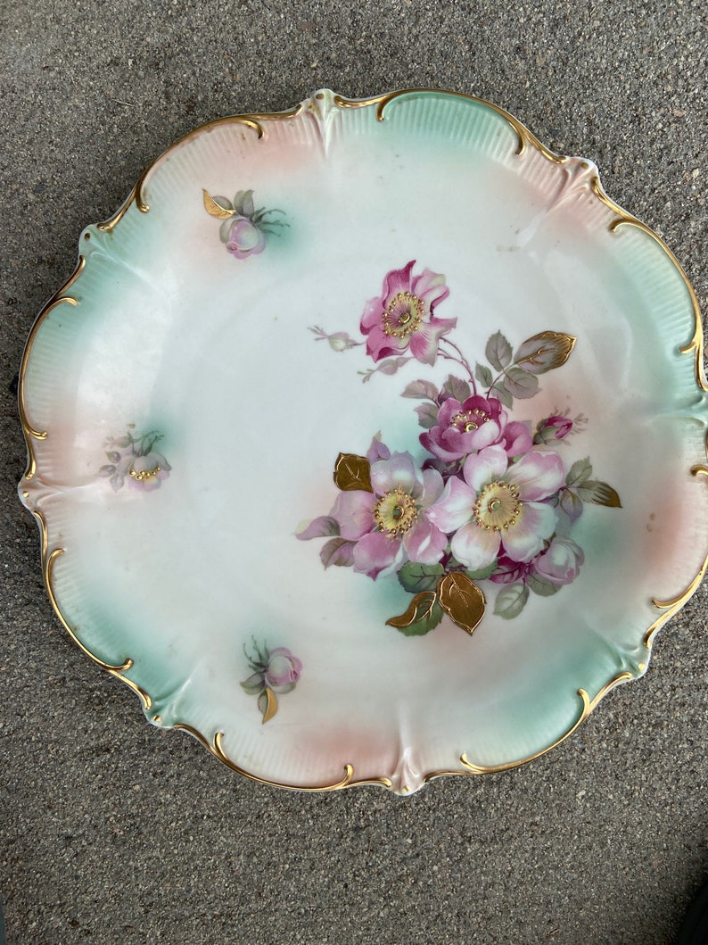 1930’s Germany Schumann Arzberg Bavaria Porcelain Wild Rose Cake Plate ...