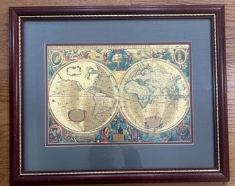 A New and Accvrat Map of the World 1626 Print Framed Foil Art