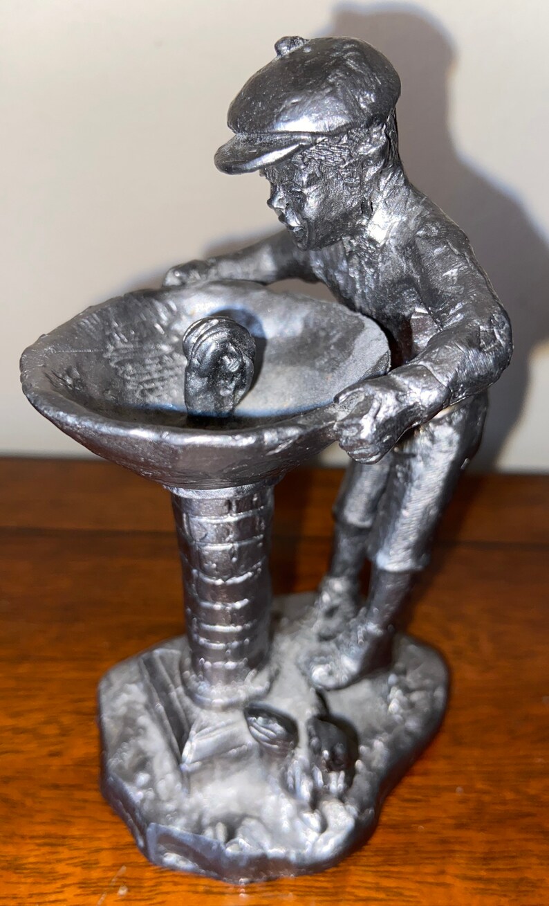 Michael Ricker Pewter Figurine of Young Boy Drinking at Old Etsy