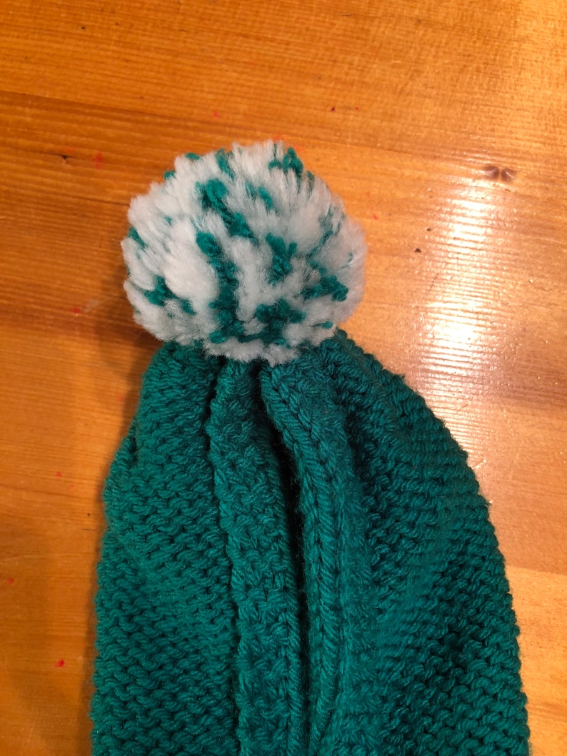 Childs handmade hooded green and white sweater