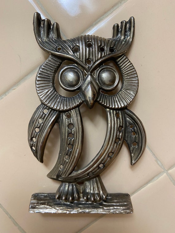 Vintage Hong Kong made 70s silver plated owl earr… - image 2