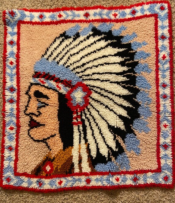 Latch Hook Rug With Native American on It Etsy