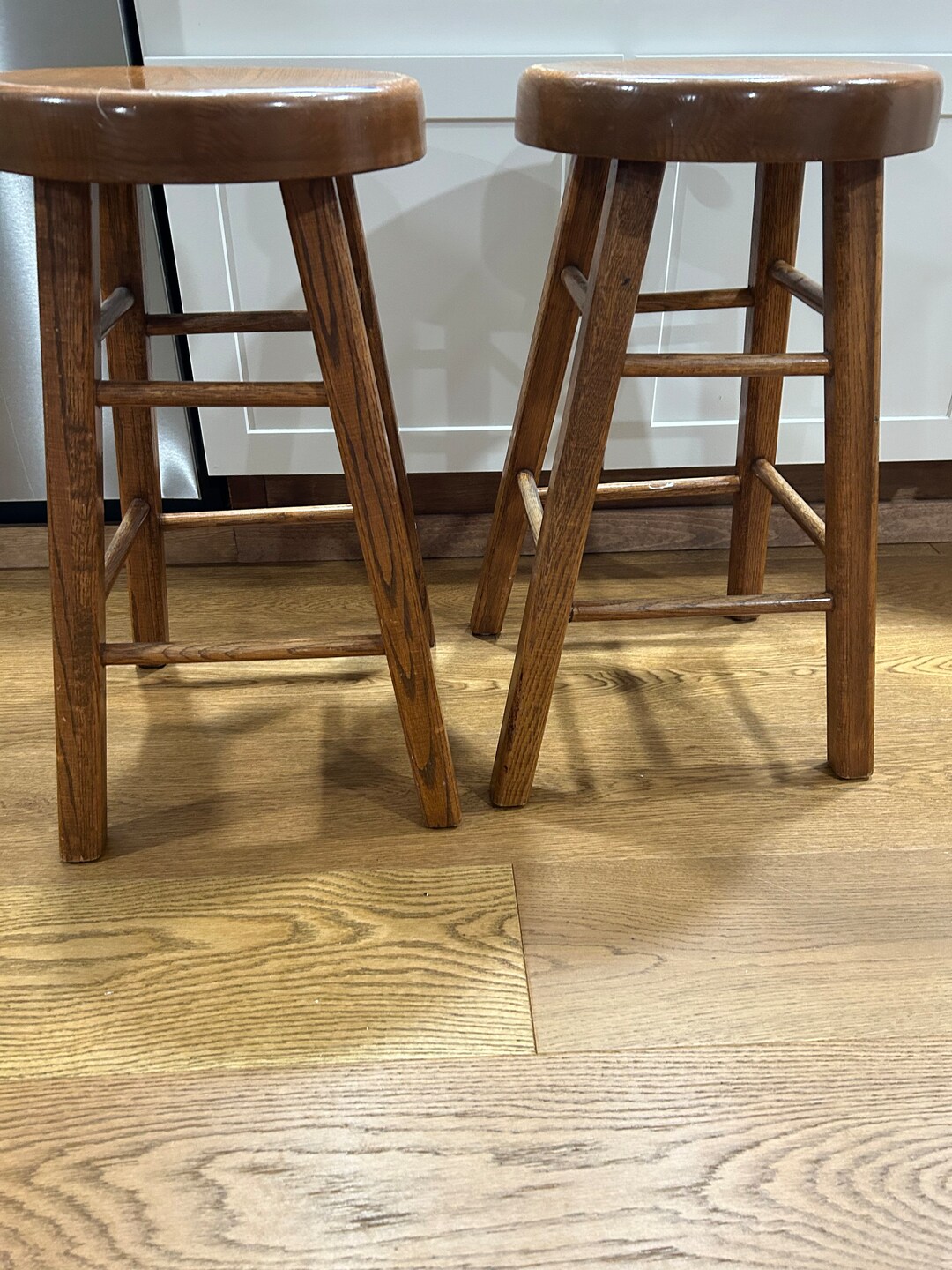 Oak Wooden Heavy Duty Bar Stools Pair/two.they Are in Excellent