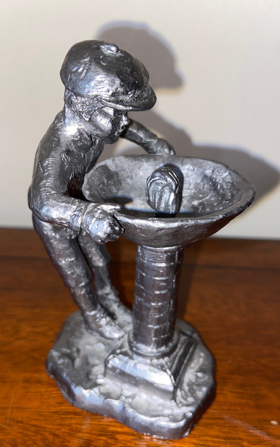Michael Ricker Pewter Figurine of Young Boy Drinking at Old Etsy