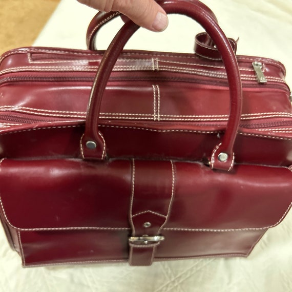 Best Franklin Covey Red Leather Rolling Bag for sale in Wimberley