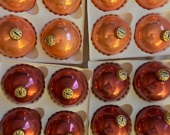Made in USA Krebs German Family Glass ornaments four large balls  per purchase. I have five sets of four in beautiful colors.All have crowns