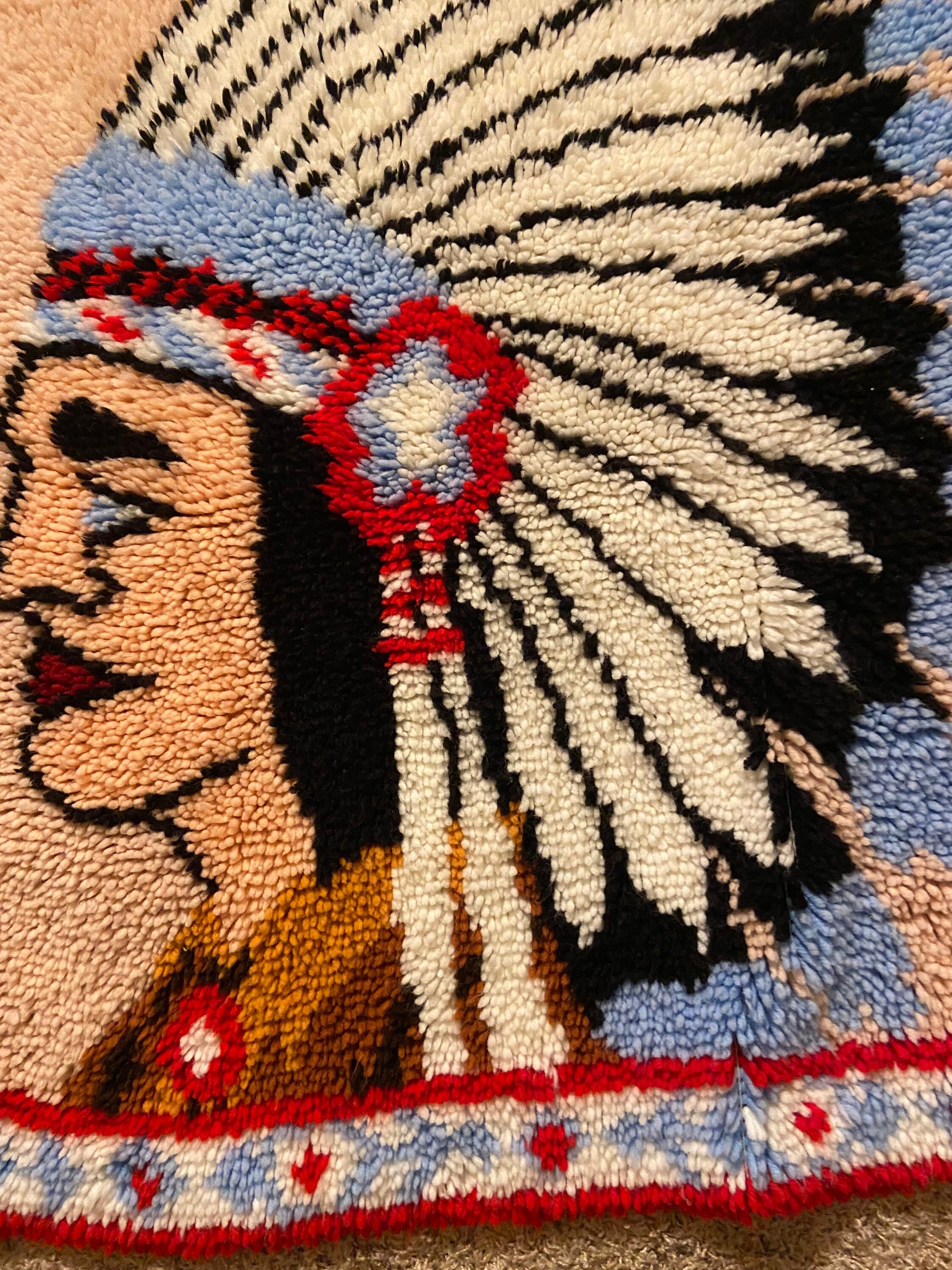Latch Hook Rug With Native American on It - Etsy