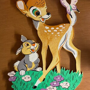 Walt Disney Bambi and Thumper cardboard wallhanging.