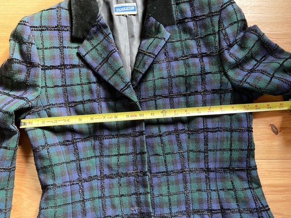 Ladies vintage Pendleton lined wool blazer. Green… - image 2