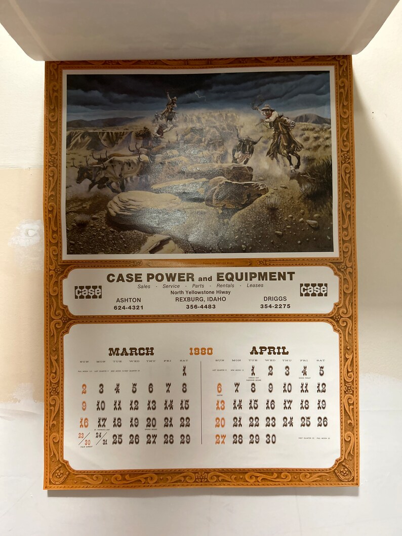 1980 Western Theme Calendar From Case Power and Equipment of Etsy