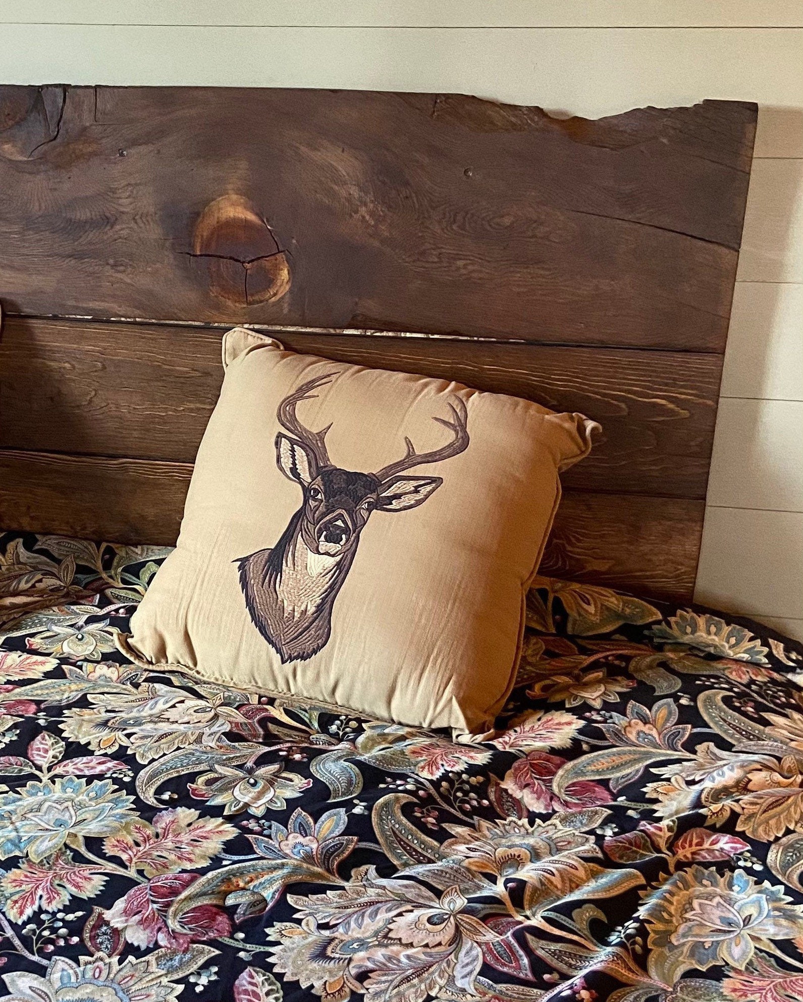 Beckham Elk Hooked Pillow 18x18 - Accent Pillows - PINE VALLEY QUILTS