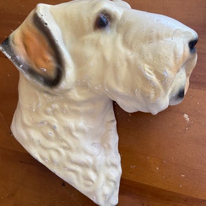 Terrier Airedale fiftys chalkware terrier/schnauzer/Airedale doggy to hang on wall